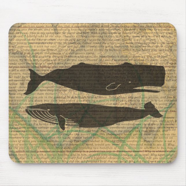  Antique Whale Nautical: Vintage Sea Life  Mouse Pad (Front)