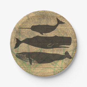 Antique Whale Nautical: Vintage Sea Life  Paper Plate