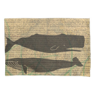  Antique Whale Nautical: Vintage Sea Life  Pillowcase