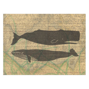  Antique Whale Nautical: Vintage Sea Life  Tablecloth