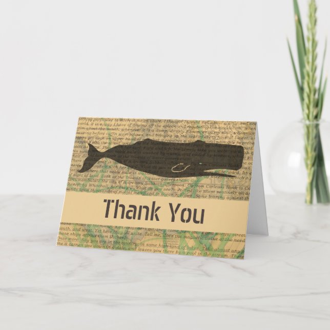  Antique Whale Nautical: Vintage Sea Life  Thank You Card (Front)
