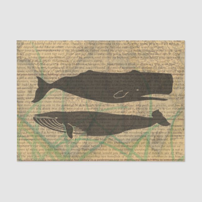  Antique Whale Nautical: Vintage Sea Life  Tissue Paper (Front)