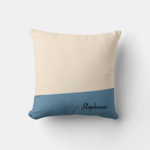 Antique White and Air Force Blue Throw Pillow