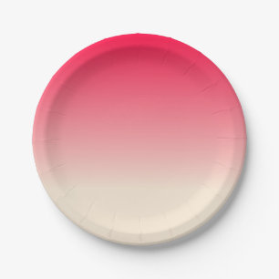 Antique White and American Rose Ombre Paper Plate