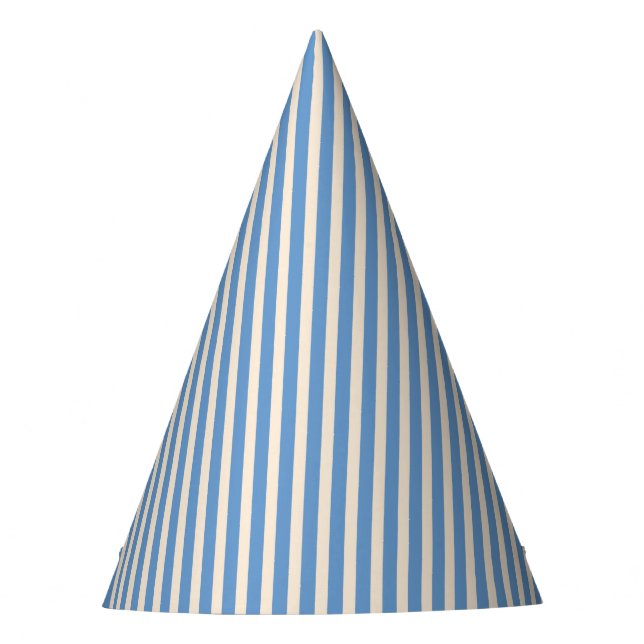 Antique White and Blue Grey Stripes Party Hat (Front)