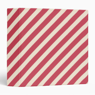 Antique White and Brick Red Diagonal Stripes Binder