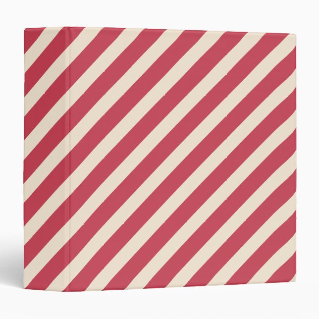 Antique White and Brick Red Diagonal Stripes Binder (Front/Spine)