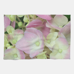 Antique White and Dusty Pink Hydrangea Petals Kitchen Towel