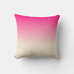 Antique White and Winter Sky Pink Ombre Pattern Throw Pillow