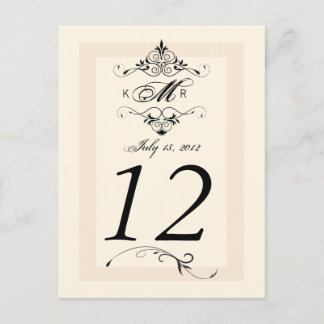 Antique White Black Wedding Table Number Card