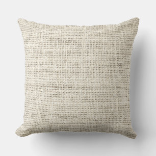 Antique white burlap linen background throw pillow