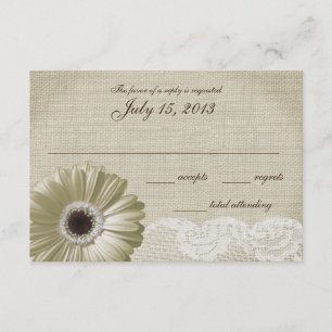 Antique White Daisy and Lace Wedding Response Card