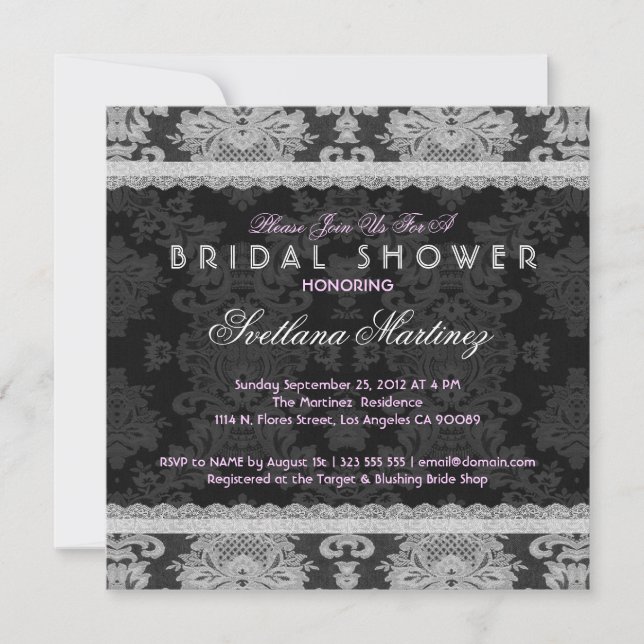 Antique White & Grey Traditional Floral Lace Invitation (Front)