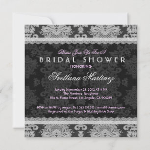 Antique White & Grey Traditional Floral Lace Invitation