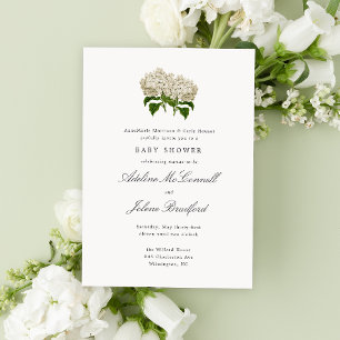 Antique White Hydrangea Grand-millennial Double Invitation
