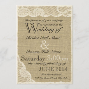 Antique White Lace Country Wedding Invitation