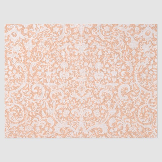 Antique White Lace French Print Pattern Tissue Paper (Front)