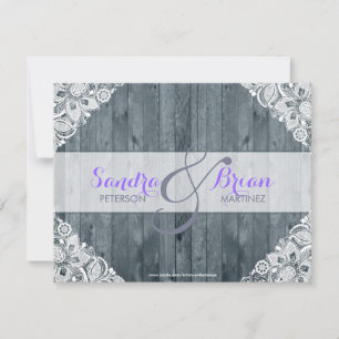 Antique White Lace Rustic Wood Weeding Invitation