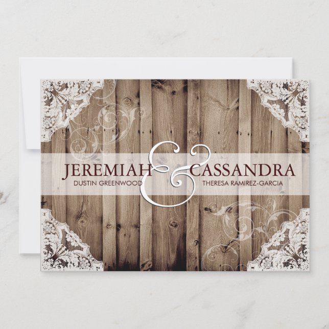 Antique White Lace Wedding Invitation (Front)