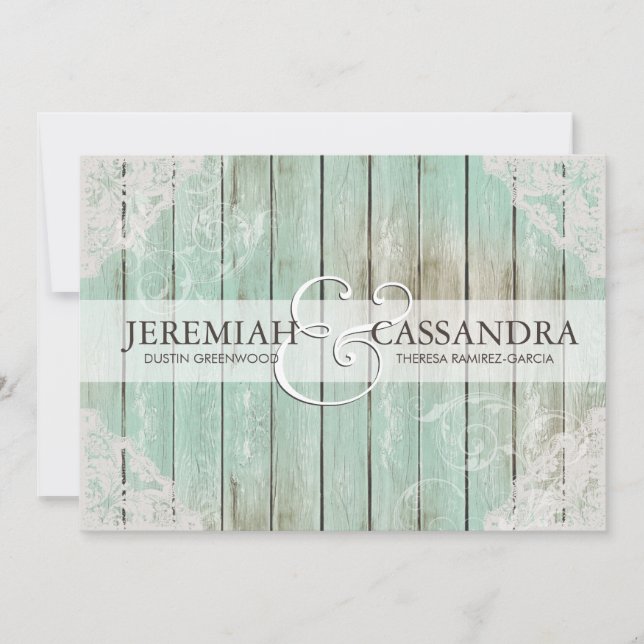 Antique White Lace Wedding Invitation (Front)