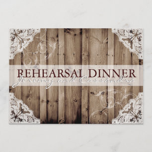 Antique White Lace Wedding Rehearsal Invitation