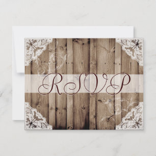 Antique White Lace Wedding RSVP Card