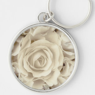 Antique White Roses, Ice Green Satin, template Keychain