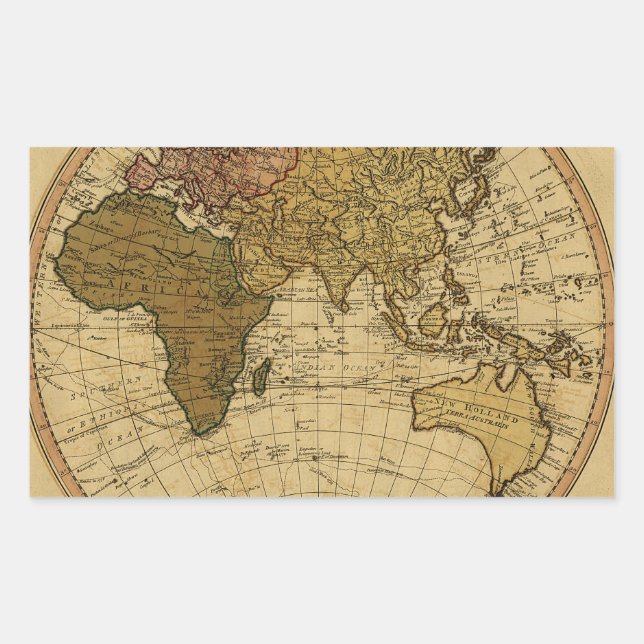 Antique William Faden 1786 Eastern Hemisphere Map Sticker (Front)