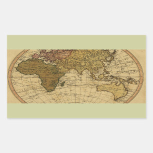 Antique William Faden 1786 Eastern Hemisphere Map Sticker