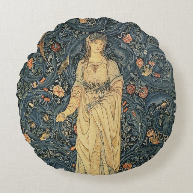 Antique William Morris Flora Round Pillow (Front)