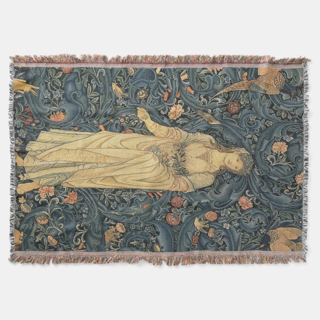 Antique William Morris Flora Throw Blanket (Front)