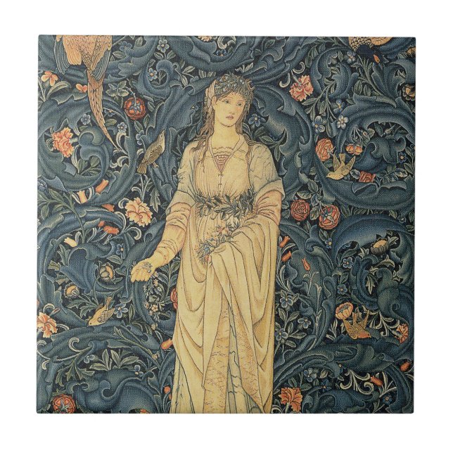 Antique William Morris Flora Tile (Front)
