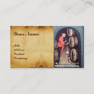 ANTIQUE WINE CELLAR AND VINEYARD HARVEST MONOGRAM BUSINESS CARD