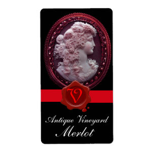 ANTIQUE WINE LADY AND GRAPES RED WAX SEAL MONOGRAM