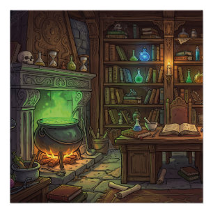 Antique Witch Wizard Home Studio Poster