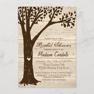 Antique Wood Carved Tree Bridal Shower Invitations