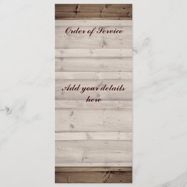 Antique Wooden Order of Service Card (Front)