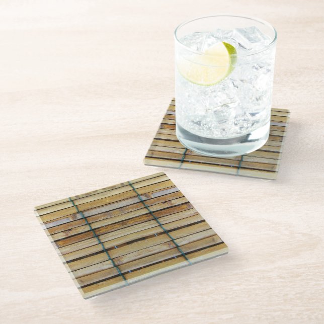 Antique Wooden Timber Wood Slats Glass Coaster (Angled)