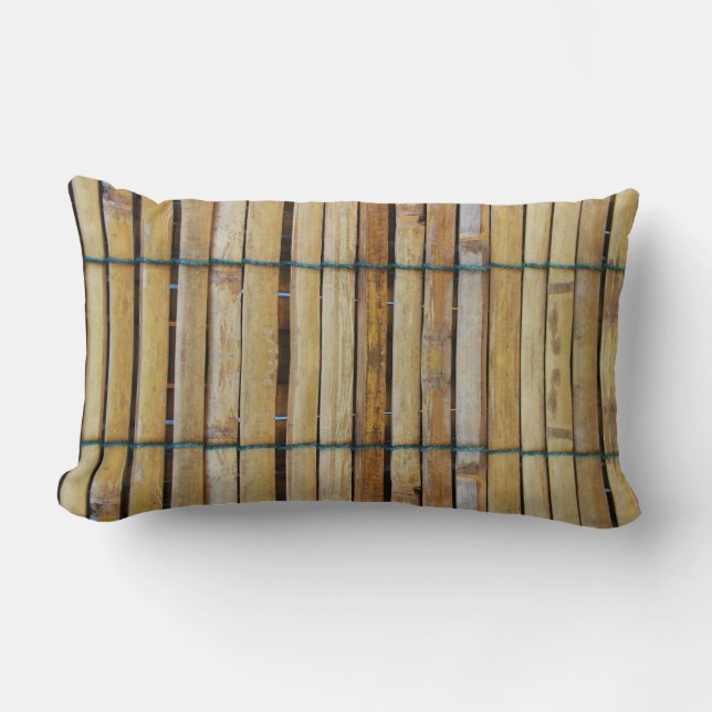 Antique Wooden Timber Wood Slats Lumbar Pillow (Front)