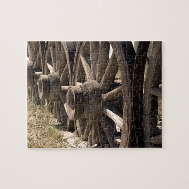 Antique Wooden Wagon Wheels Jigsaw Puzzle (Horizontal)