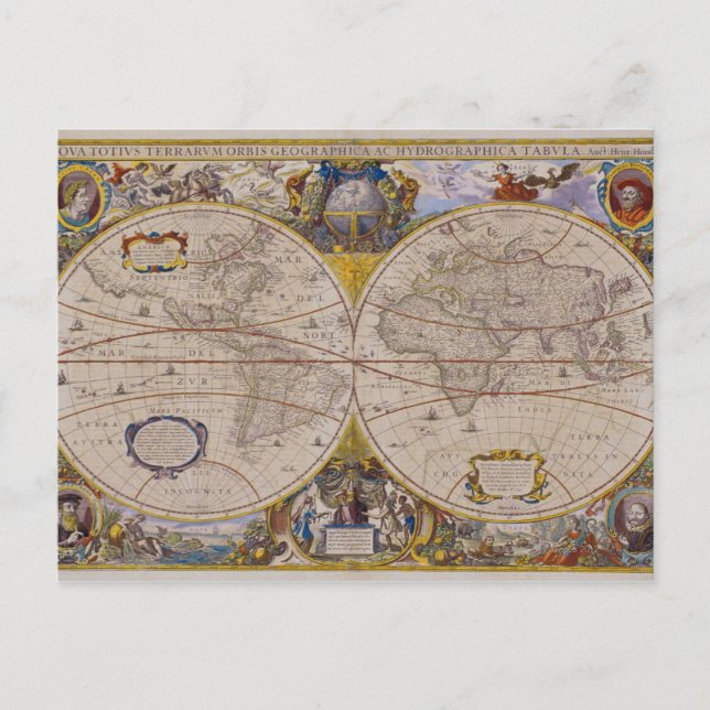 Antique World Map 2 Postcard (Front)