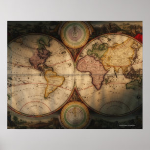 Antique world map 2 poster