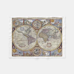 Antique World Map #3 Fleece Blanket
