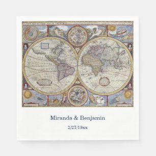 Antique World Map #3 Napkin