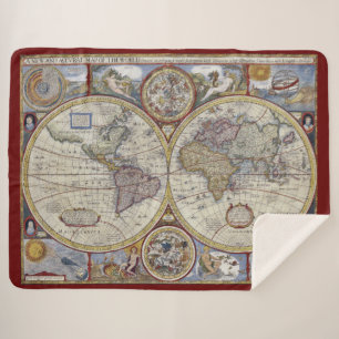 Antique World Map #3 Sherpa Blanket