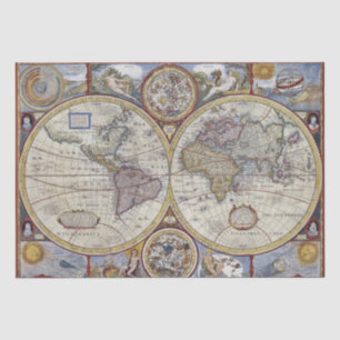 Antique World Map #3 Tissue Paper