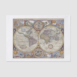 Antique World Map #3 Tissue Paper