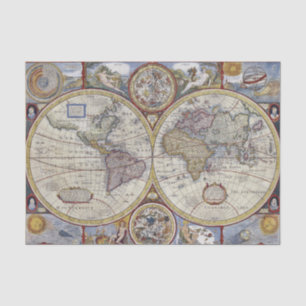 Antique World Map #3 Tissue Paper