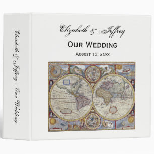 Antique World Map #3 Wedding Binder