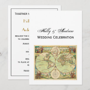 Antique World Map #4 Invitation
